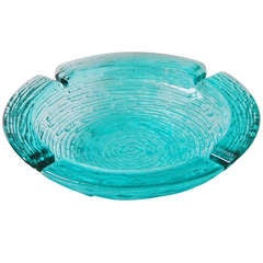 A Large Aquamarine Glass Bowl