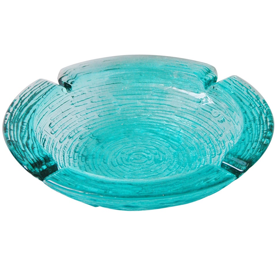 A Large Aquamarine Glass Bowl