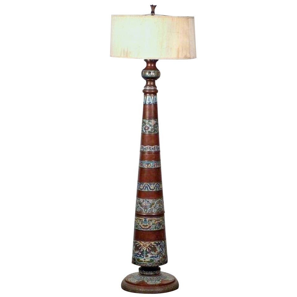 Chinese Champleve Floor Lamp