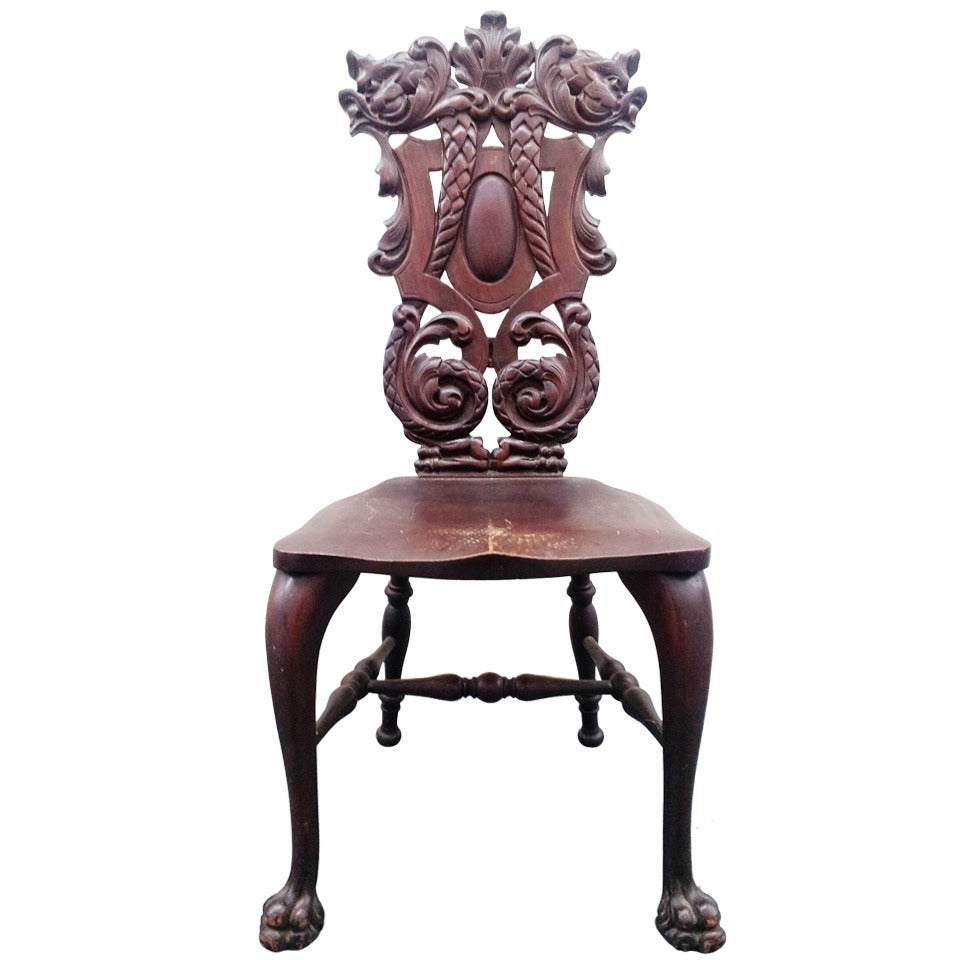 Carved Mahogany Chair by Stickley & Brandt