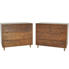 Pair of Birch and Brass Dressers