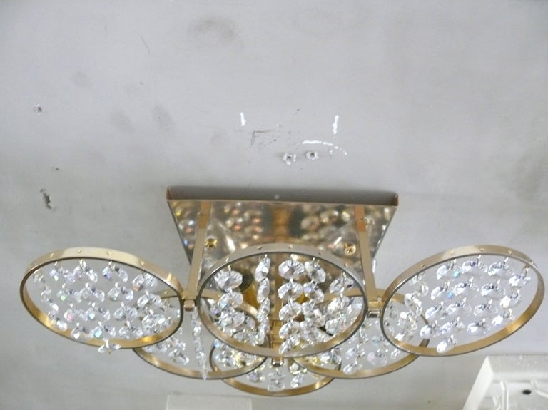 20th Century Pair of Brass and Crystal Sconces