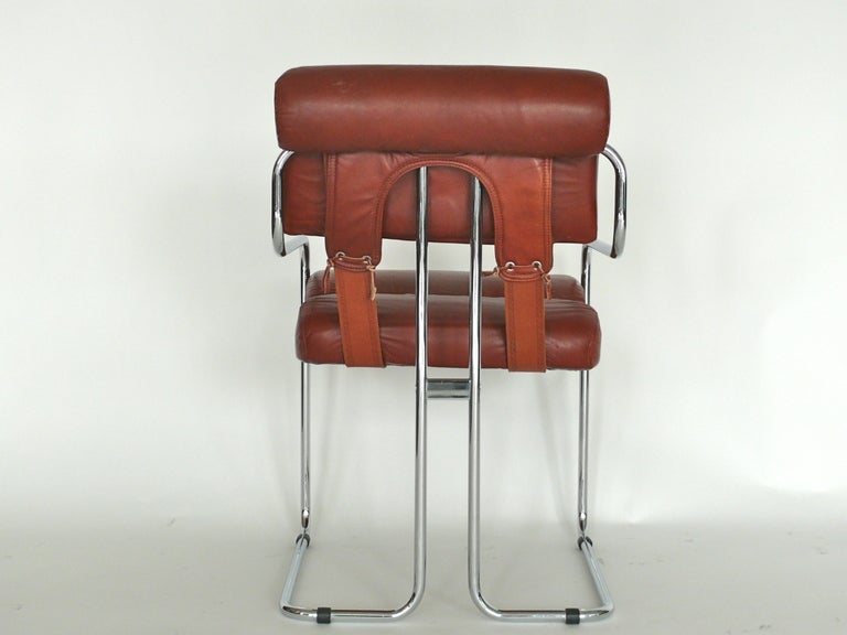 Chrome Leather Dining Chairs by Pace