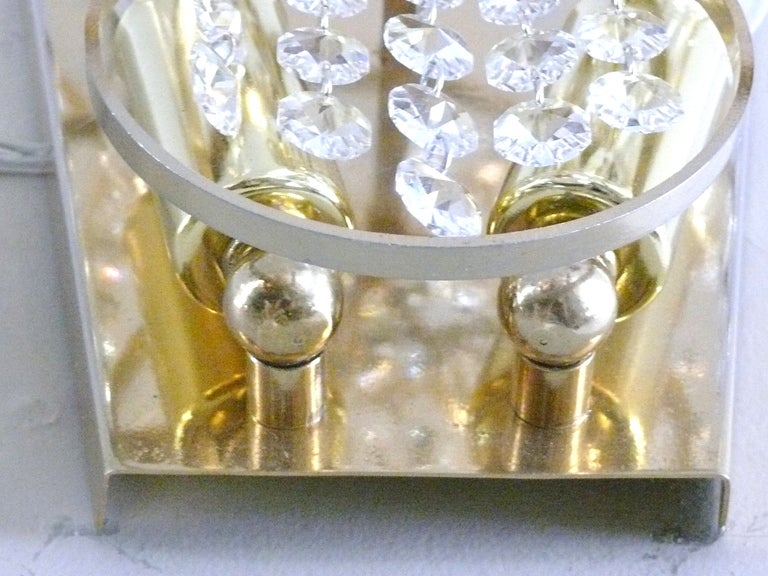 Pair of Brass and Crystal Sconces 2