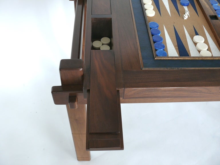 Contemporary Walnut Wood Backgammon Table