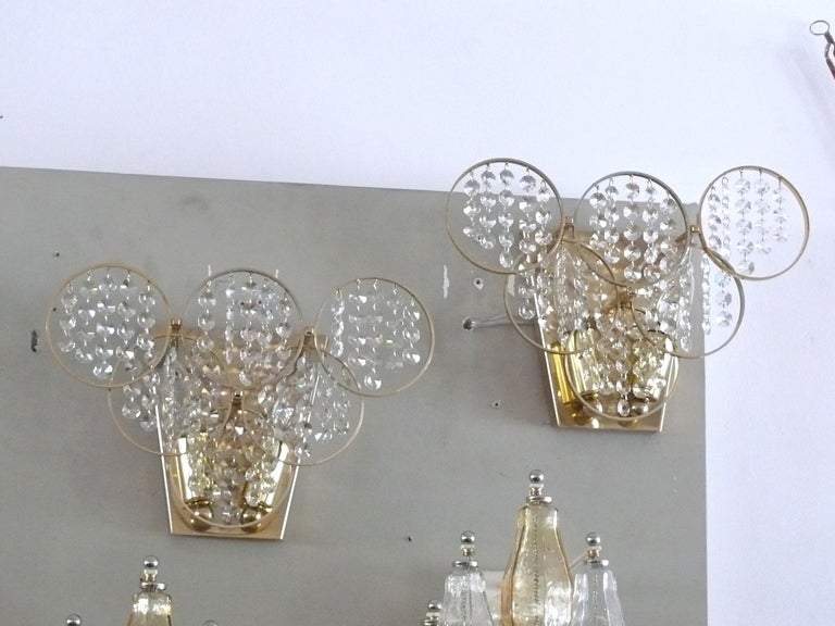 Pair of Brass and Crystal Sconces 3