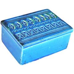 Italian Blue Ceramic Box by Bitossi
