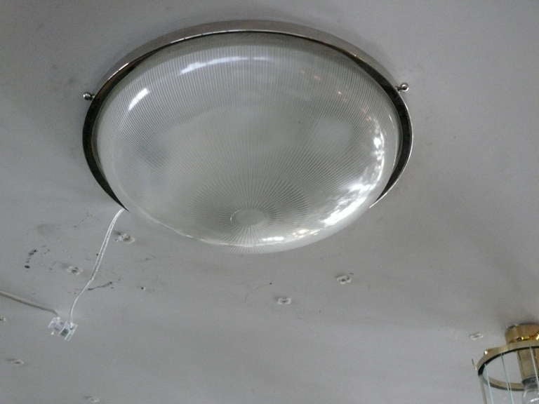 Nickel and Glass Flush Mount in the style of Sergio Mazza