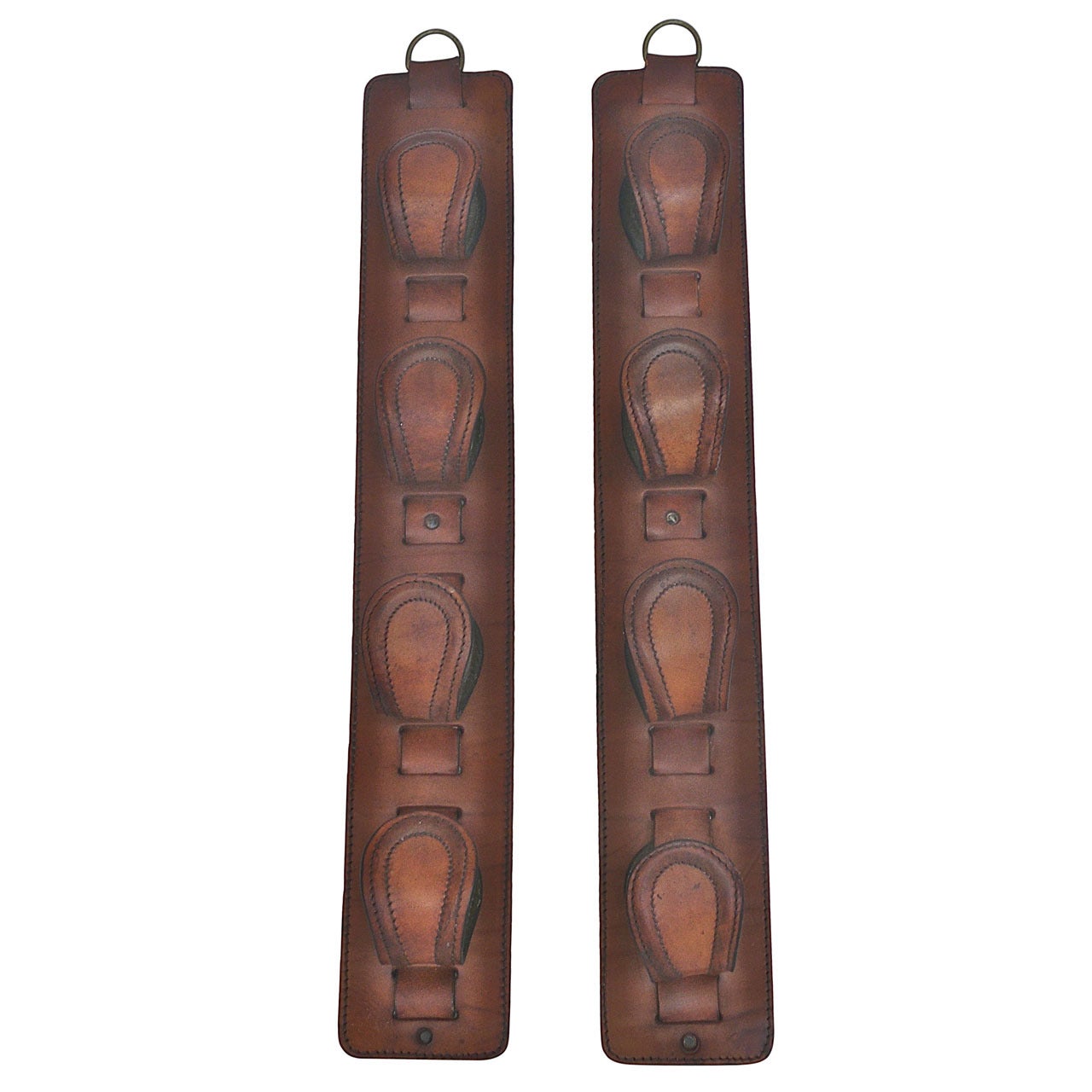 Pair of Jacques Adnet Leather Wine Holders/Hooks