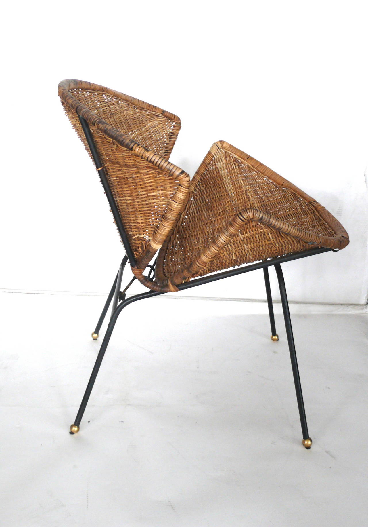 American Sculptural Wicker and Rattan Clam Chairs