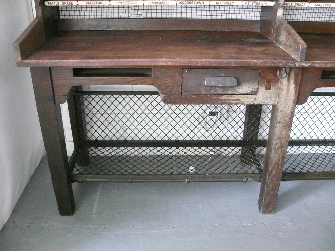 Industrial Oak and Steel Postal Desk 1