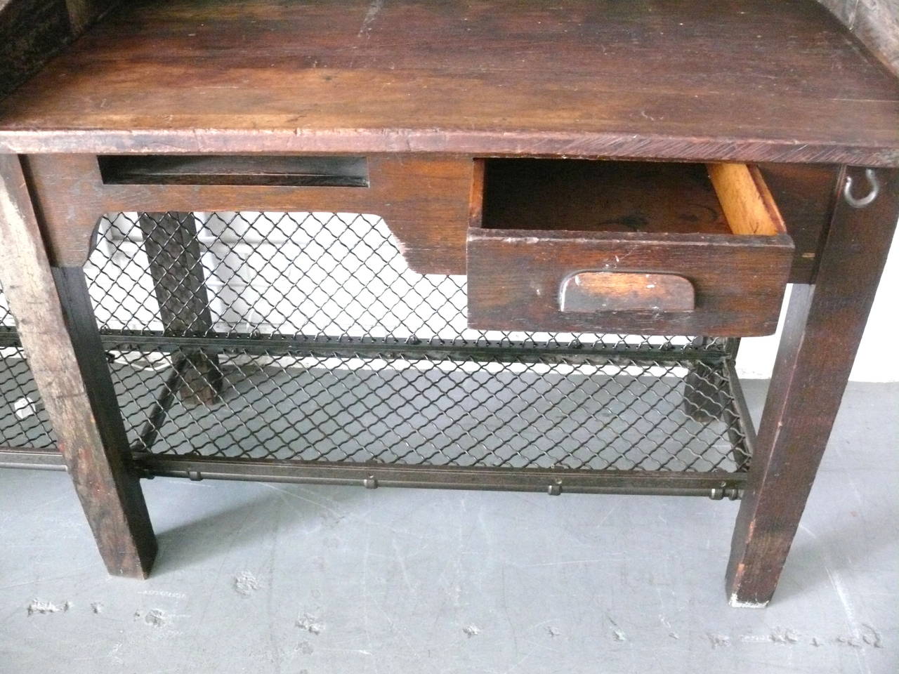 Industrial Oak and Steel Postal Desk 2