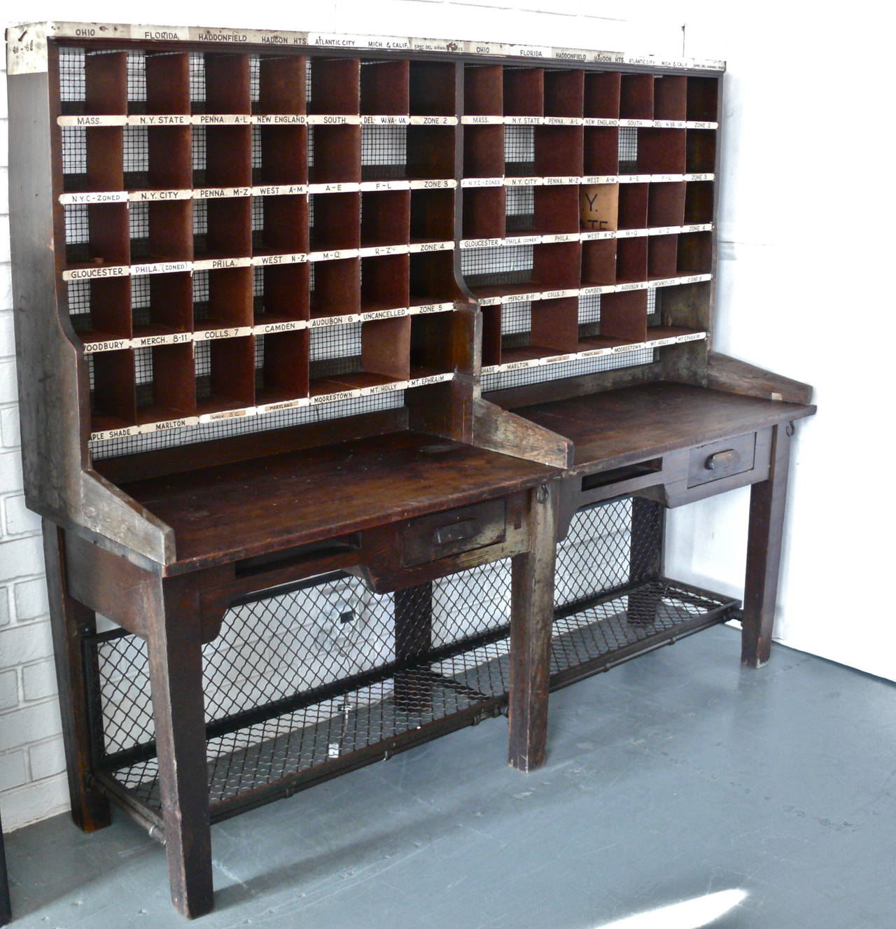 Industrial Oak and Steel Postal Desk 4