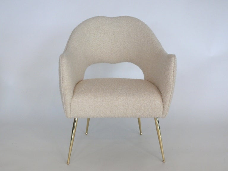 Italian Wool Boucle Sculptural Chairs In Excellent Condition In Beverly Hills, CA