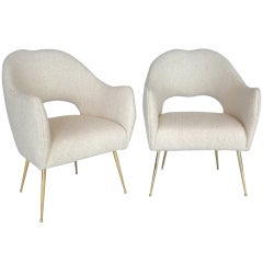 Italian Wool Boucle Sculptural Chairs