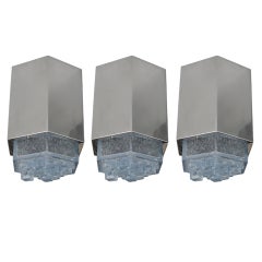 Italian Glass and Chrome Flush Mounts in the style of Poliarte 9