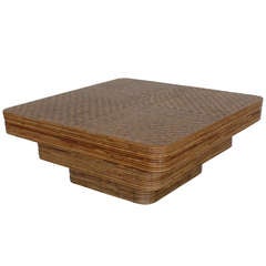 Rattan and Bamboo Coffee Table in the style of Gabriella Crespi