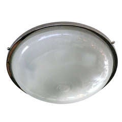 Nickel and Glass Flush Mount in the style of Sergio Mazza