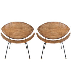 Sculptural Wicker and Rattan Clam Chairs