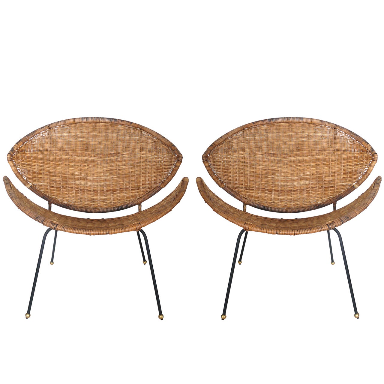 Sculptural Wicker and Rattan Clam Chairs