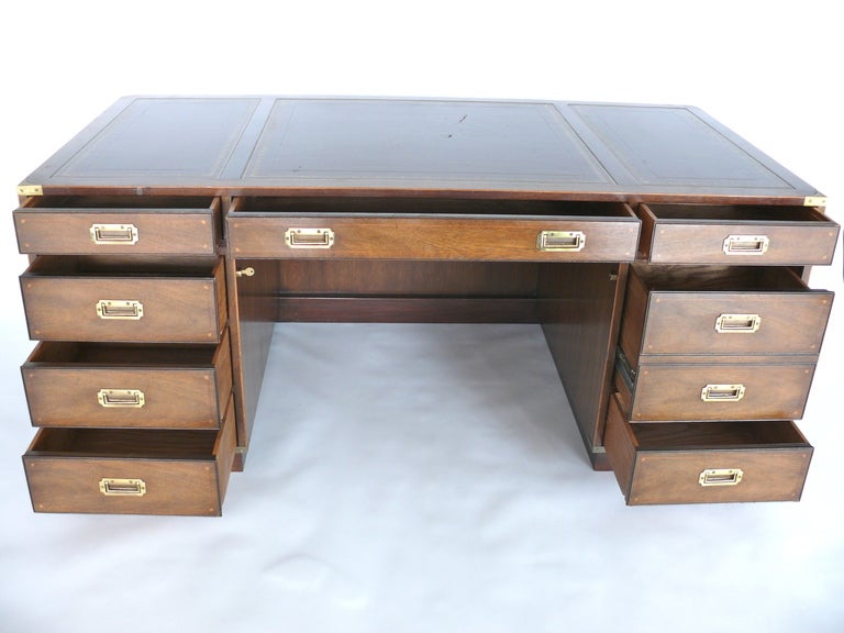 Rosewood Campaign Desk by Kittinger In Excellent Condition In Beverly Hills, CA