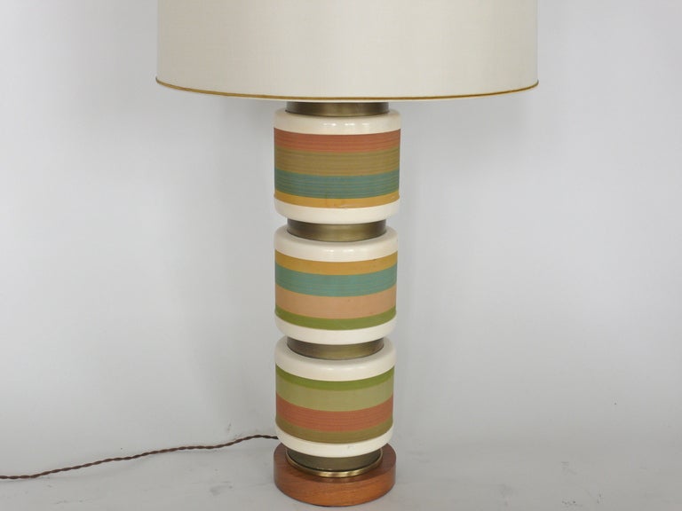 Pair of Ribbon Ceramic Lamps In Excellent Condition In Beverly Hills, CA