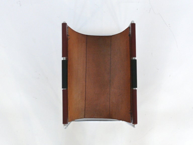 French Leather and Chrome Magazine Rack 1