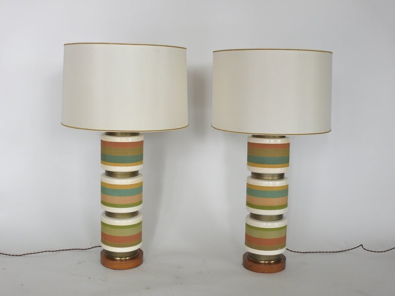 Pair of Ribbon Ceramic Lamps 2