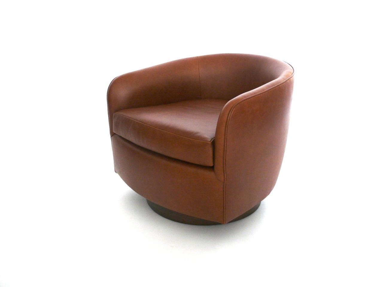 Saddle Leather Swivel Chairs in the Style of Milo Baughman 3