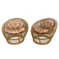 Rattan Bucket Chairs by Franco Albini for Vittorio Bonacina