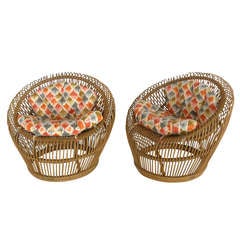 Vintage Rattan Bucket Chairs by Franco Albini for Vittorio Bonacina