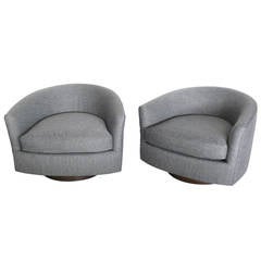 Milo Baughman Style Swivel Chairs