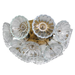 Brass and Glass Flush Mount