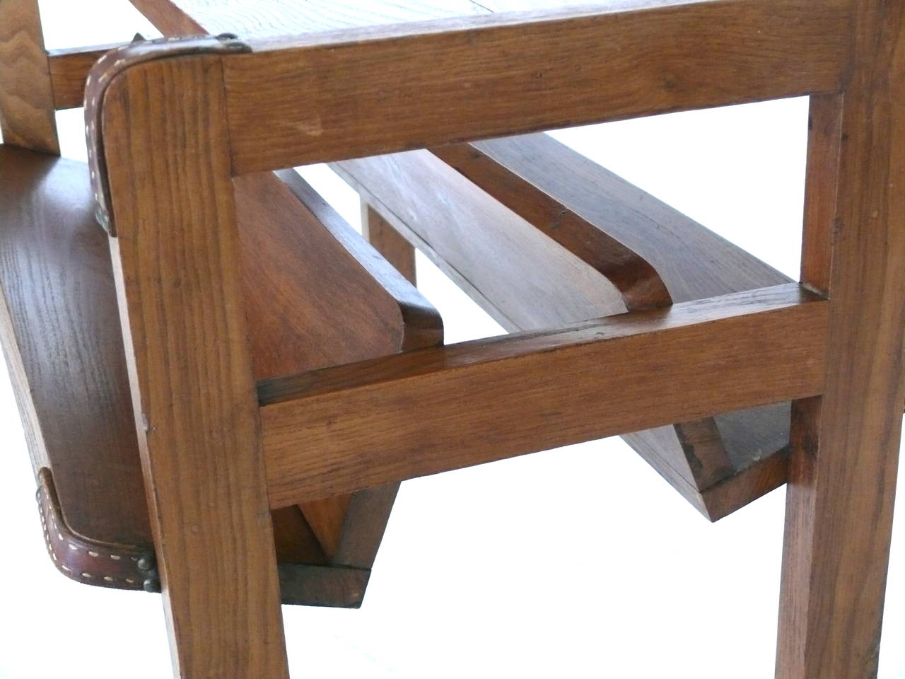Wood and Leather Side Table by Jacques Adnet 2