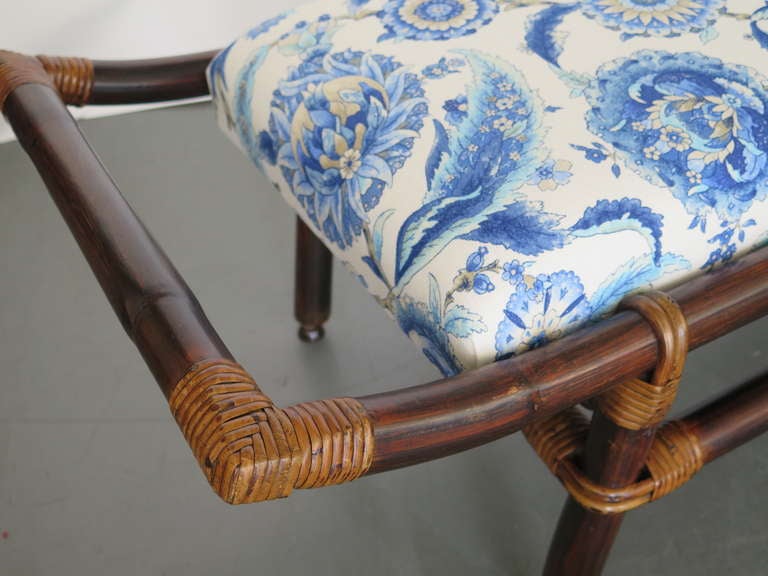 Rattan and Bamboo Bench In Excellent Condition In Beverly Hills, CA
