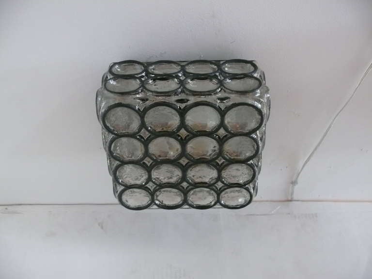 Limburg Iron and Glass Square Flush Mount In Excellent Condition For Sale In Beverly Hills, CA