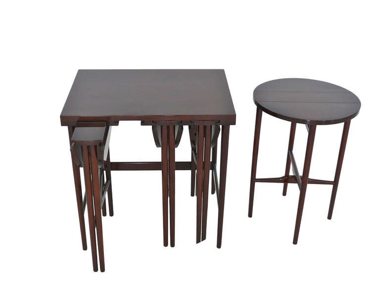 Walnut Nesting Tables by Bertha Schaeffer for Singer and Sons 3