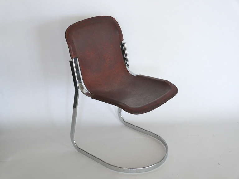 Mid-20th Century Italian Leather Sling Dining Chairs