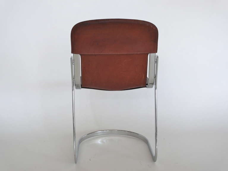 Italian Leather Sling Dining Chairs 2
