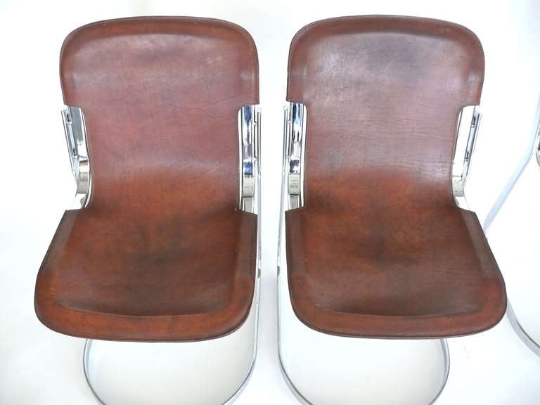 Italian Leather Sling Dining Chairs 3