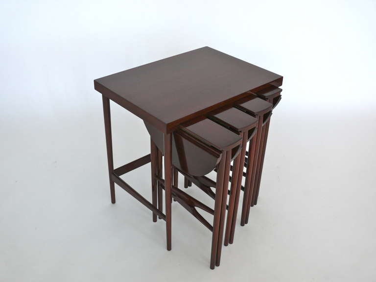 Walnut Nesting Tables by Bertha Schaeffer for Singer and Sons 2