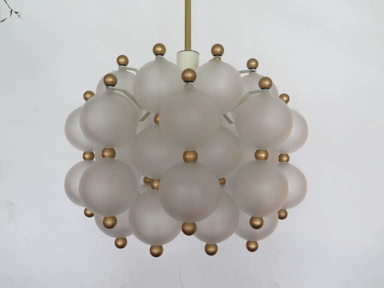 Glass and Brass Chandelier Attributed to Seguso 2
