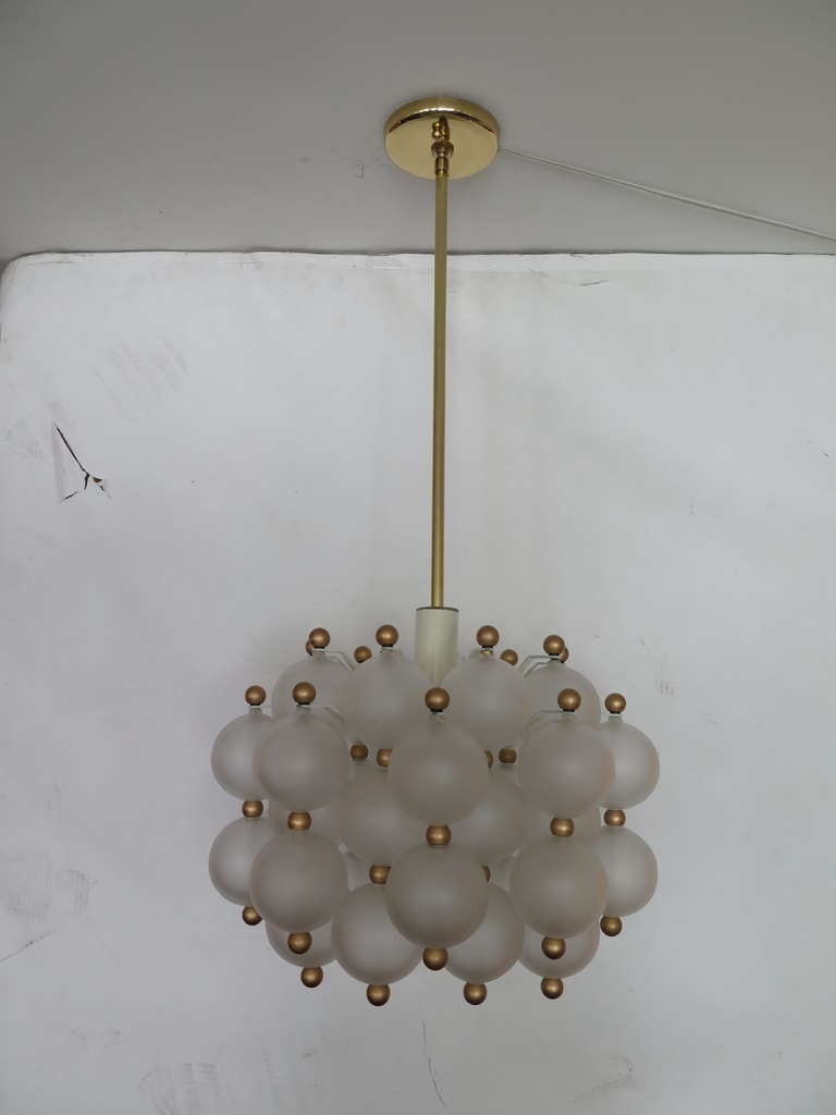 20th Century Glass and Brass Chandelier Attributed to Seguso