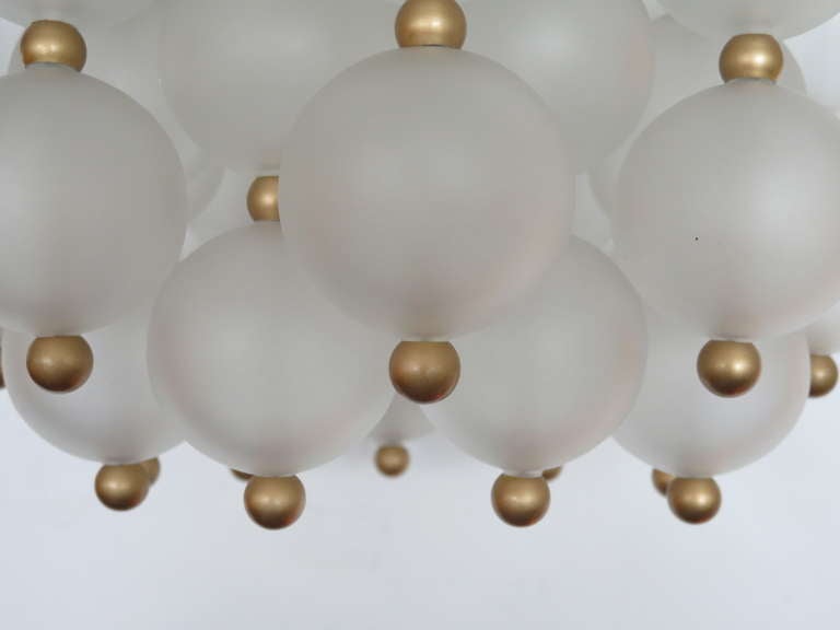 Glass and Brass Chandelier Attributed to Seguso In Excellent Condition In Beverly Hills, CA