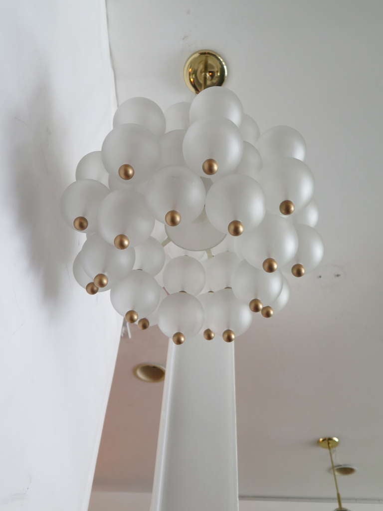 Glass and Brass Chandelier Attributed to Seguso 1