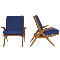 French Oak Scissor Chairs