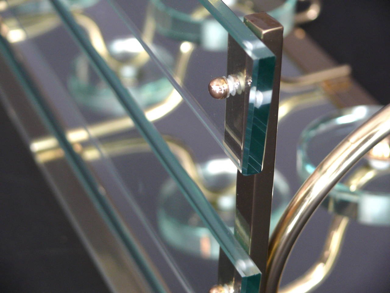 Brass Glass Coat Rack in the Style of Fontana Arte