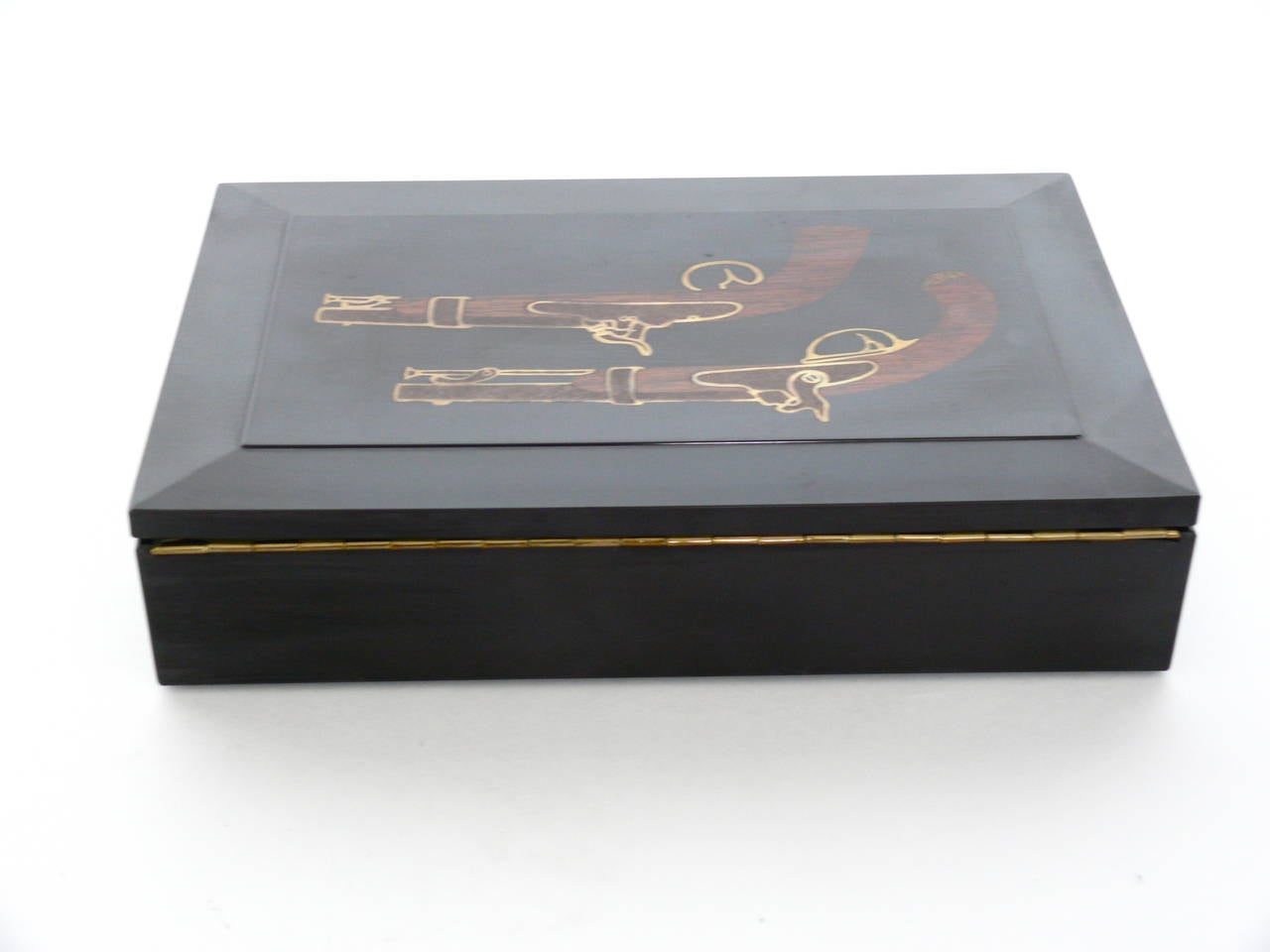 Dueling Pistols Box by Couroc In Excellent Condition In Beverly Hills, CA