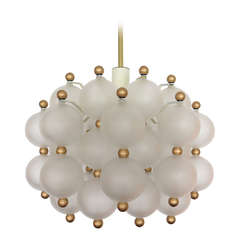 Vintage Glass and Brass Chandelier Attributed to Seguso