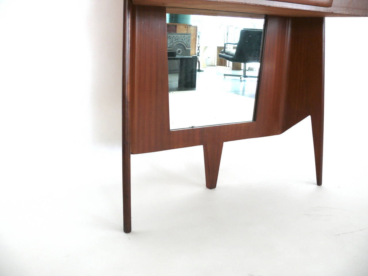 Italian Floor Mirror with Drawer and Shelf 1